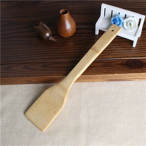 6PCS Bamboo Cooking Utensil Set – Wooden Spoons & Spatulas for Kitchen Mixing & Cooking