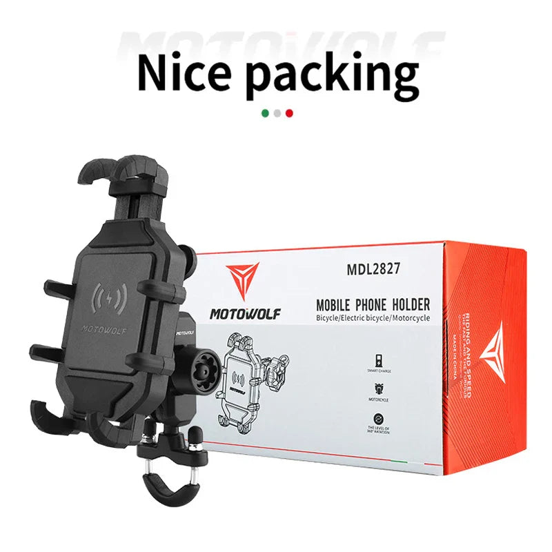 Effortless Charging: Motorcycle Wireless Charging Phone Holder 3.0 - Quick Charger & GPS Support for 4-7 inch Phones, Handlebar Mount