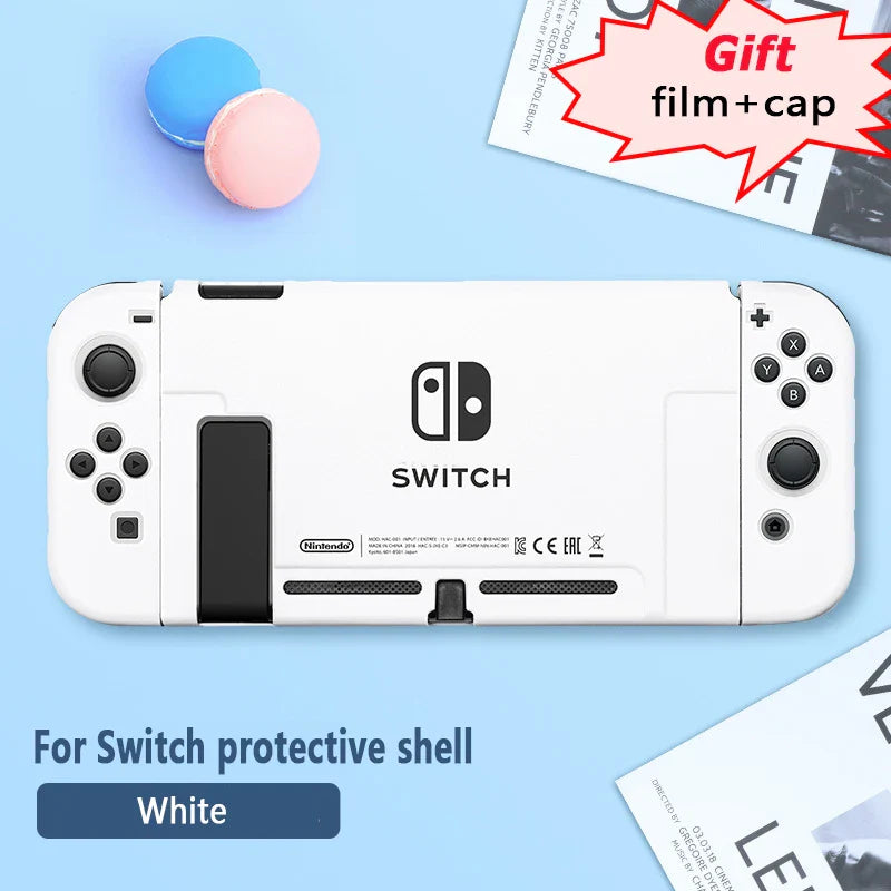 Protective Case & Film for Nintendo Switch – Rocker Cap Handle, Hard Base Cover with Skin-Friendly Gradient Design