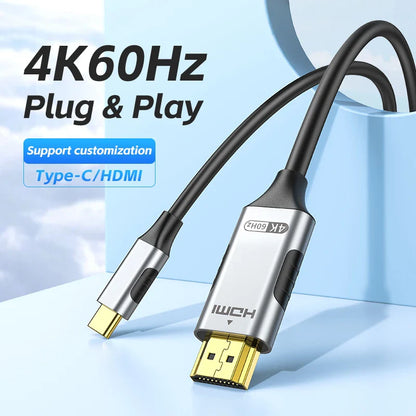 USB-C to HDMI Cable – 8K@60Hz, 4K@120Hz Type-C to HDMI Adapter for MacBook Air, iPad, HDTV, TV Converter