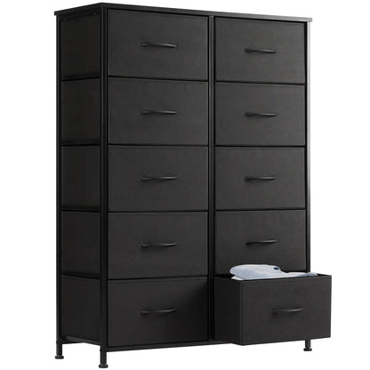 Bedside Table with 10 Fabric Drawers – Steel Frame Storage Cabinet for Bedroom & Living Room