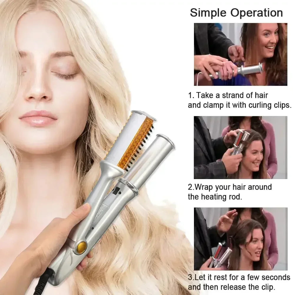 2-in-1 Professional Hair Curler & Straightening Rotating Brush – Styler Hair Styling Tool