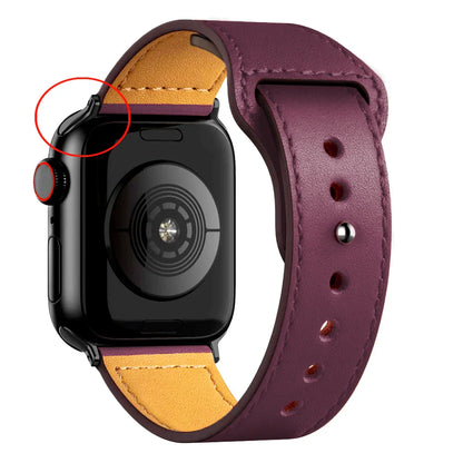 Leather Band for Apple Watch Ultra 2 – Compatible 49mm/45mm/44mm/41mm/40mm/38mm, Wrist Bracelet Strap for iWatch Series 3–9, SE, 4, 5, 6, 7, 8 & 9