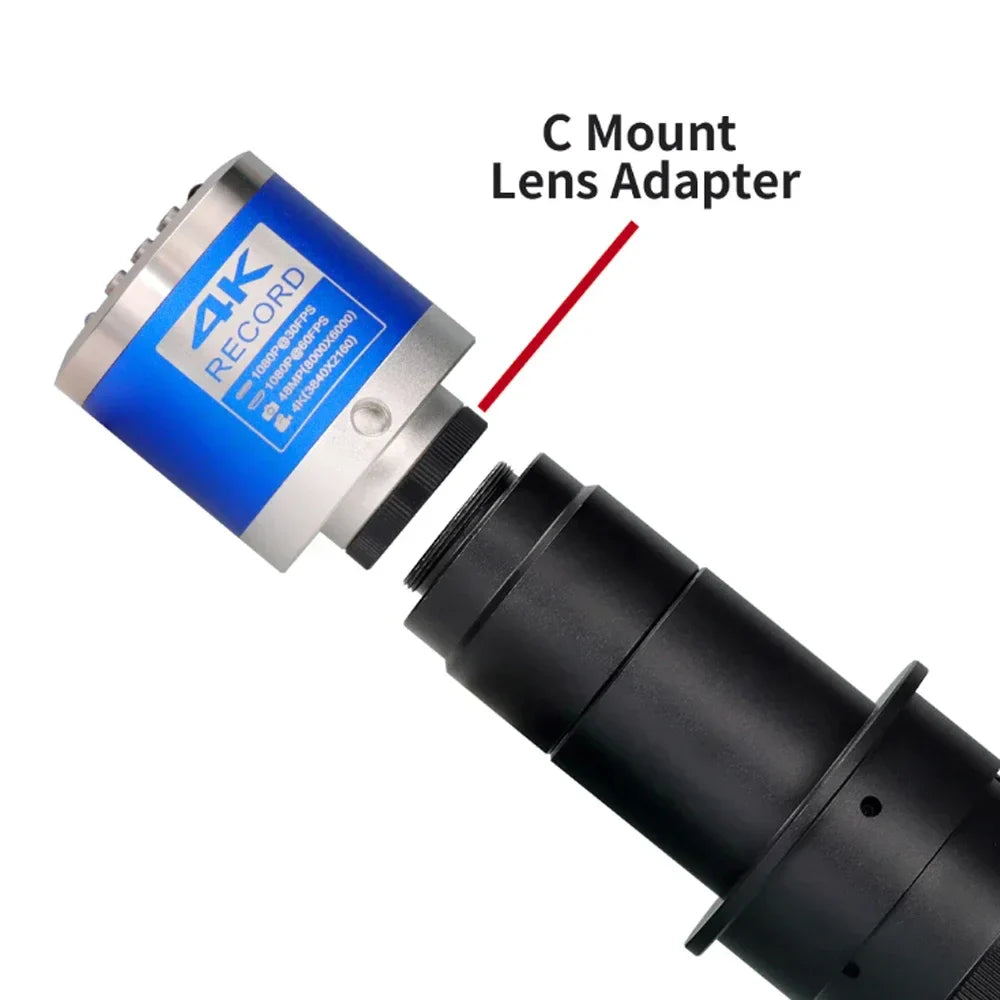 1080P 4K Digital Microscope — Full HD Industrial C-Mount Camera for PCB Welding & Mobile Phone Repair Stand