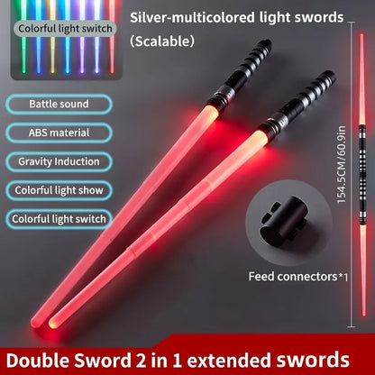 REikirc 75cm RGB Lightsaber – 2 in 1 7 Color Light Sword Toy for Kids & Parties