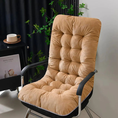Ultra-Soft Velvet Lounge Chair Cushion – Strap Design Rocking Chair Pad with Anti-Slip Particles for Autumn & Winter Comfort