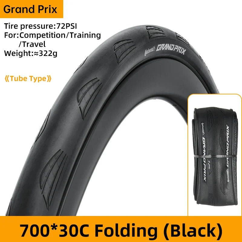 Continental Grand Prix Road Bicycle Tire – 700C Folding Clincher, Tubeless & Tube Options