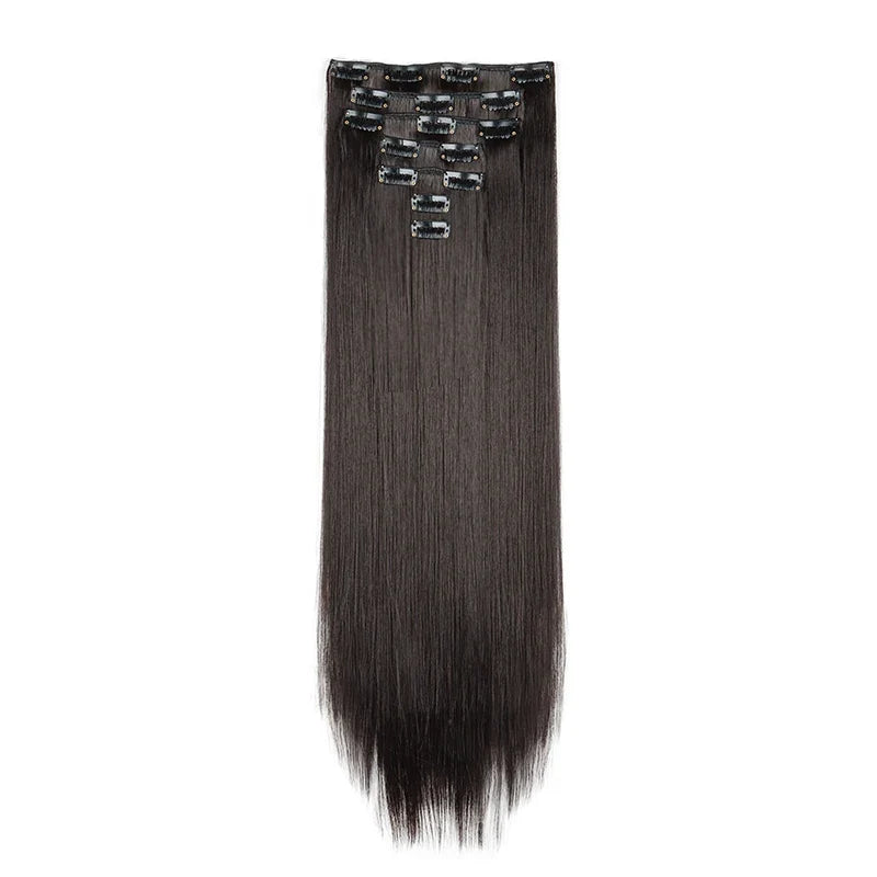WIGSIN 24-Inch Straight Hair Extensions - 7-Piece Clip-In Synthetic Hair Set for Women