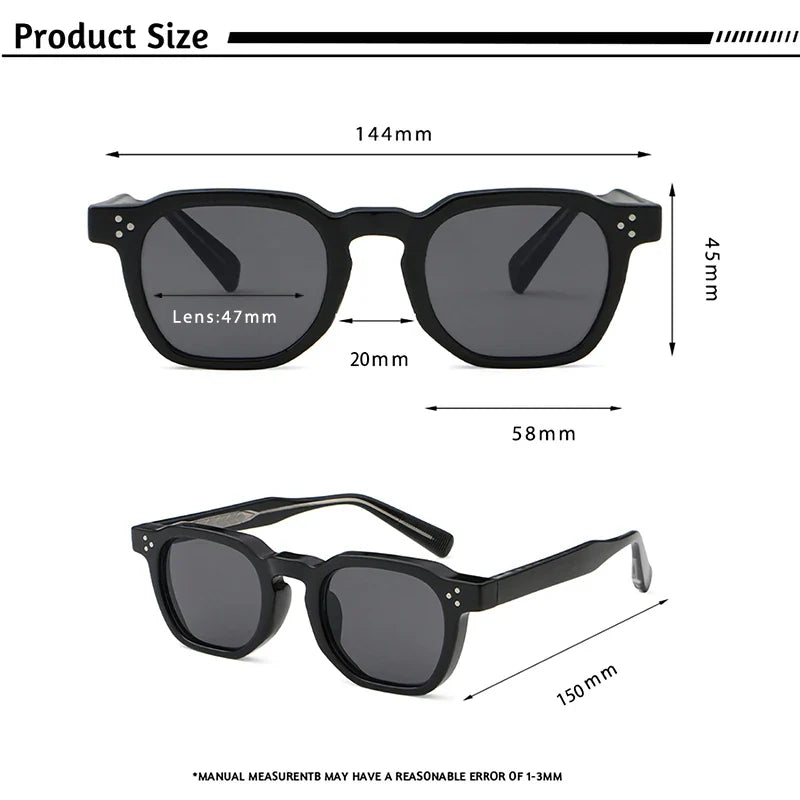 CATERSIDE Retro Punk Square Sunglasses – 2-Piece Fashion Set for Men & Women, Party & Festival Gift Glasses