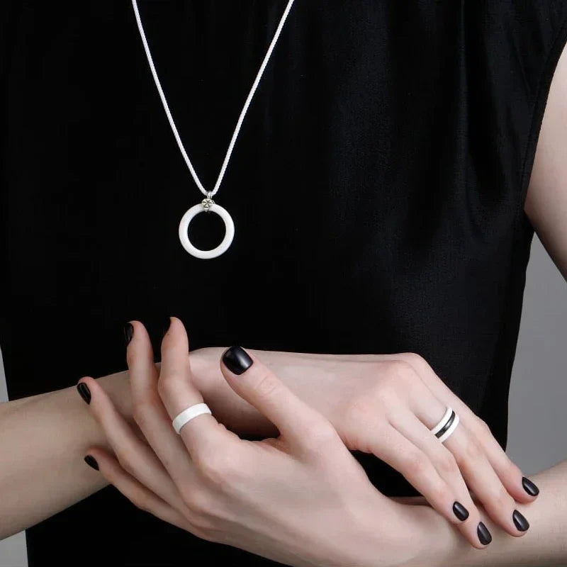 Kolmnsta White Ceramic Rings – 2mm, 4mm, 6mm Polished Anti-Allergy Wedding & Engagement Bands for Men & Women