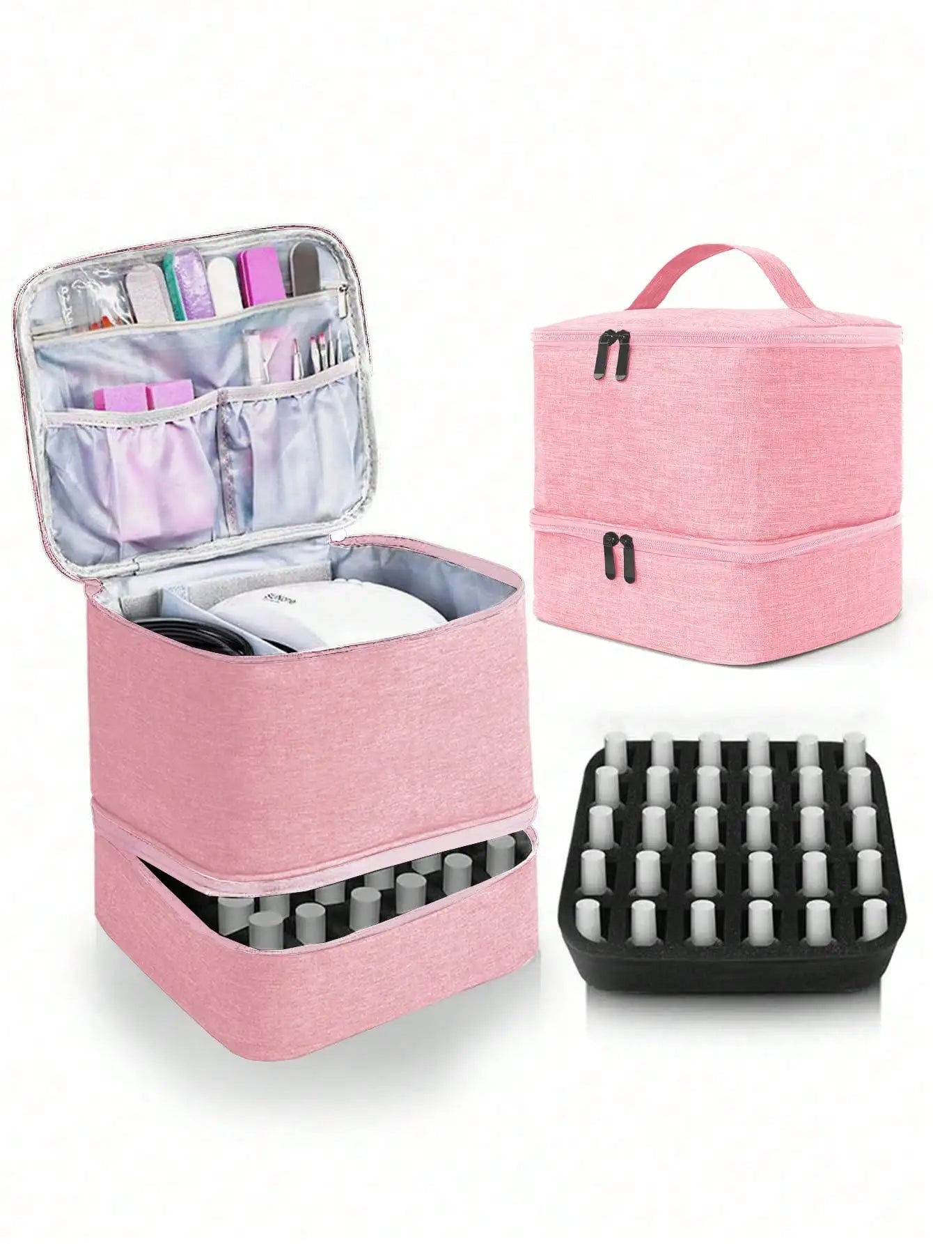 Women's Portable Double-Layer Nail Polish & Essential Oil Storage Bag – Multi-Function Organizer for Travel