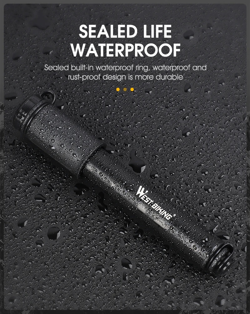 WEST BIKING 130PSI Mini Bike Pump – Portable Aluminum Alloy Hand Air Pump for MTB & Road Cycling, Drop-Proof & Ultralight