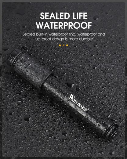 WEST BIKING 130PSI Mini Bike Pump – Portable Aluminum Alloy Hand Air Pump for MTB & Road Cycling, Drop-Proof & Ultralight