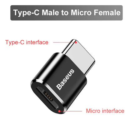 Baseus USB to Type-C OTG Adapter – USB-C Male to Micro USB Female Converter for MacBook, Samsung S20, USBC OTG Connector