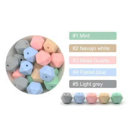 LOFCA 10PCS Hexagon Silicone Beads (14mm/17mm) – DIY Jewelry Making & Pacifier Chain Accessories Bulk Set