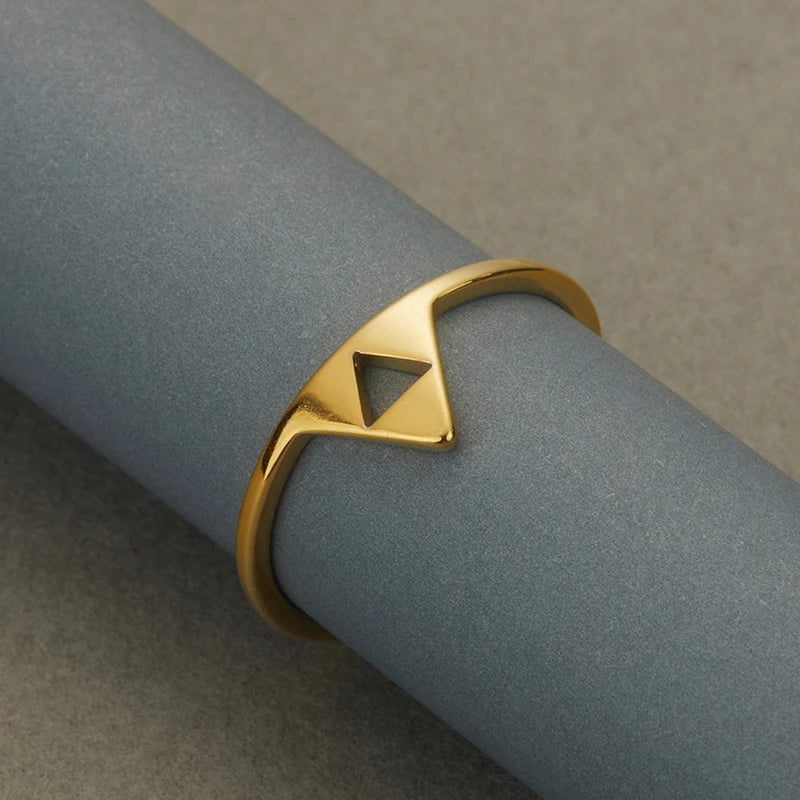 Kinitial Vintage Stainless Steel Triforce Triangle Ring – Men’s Simple Jewelry Gift