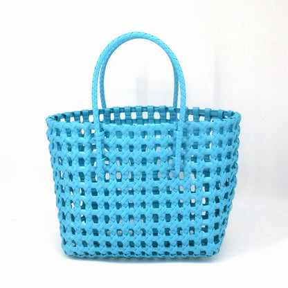 Hylhexyr Handheld Woven Shoulder Bag – PVC Tote for Vegetables, Beach, Picnic & Vacation, Women’s Handbag