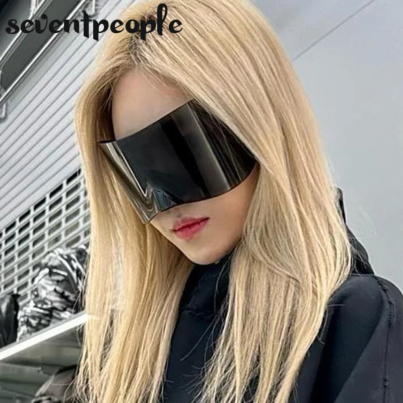 2024 Luxury Brand Mask Rectangle Sunglasses - Oversized Punk Steampunk Y2K Designer Shield Goggles for Women & Men