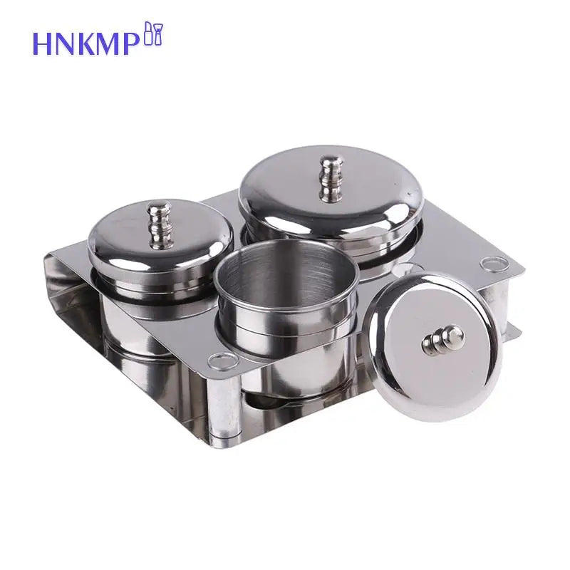 3-Piece Stainless Steel Dappen Dish Set – Manicure Nail Art Powder & Liquid Container Organizer Tray