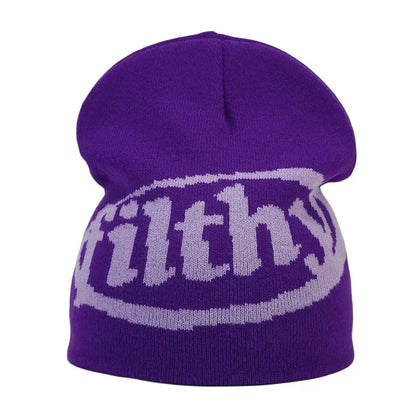 Y2K Letter Knitted Beanie Cap – Unisex Winter Autumn Warm Ski Skullcap, Hip Hop Streetwear Ear Cover Hat for Men & Women