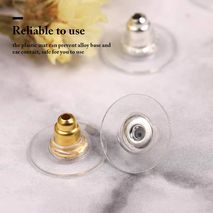 100-200PCS Rubber Earring Backs & Fishhook Ear Stoppers for Jewelry Making and DIY Earring Repairs