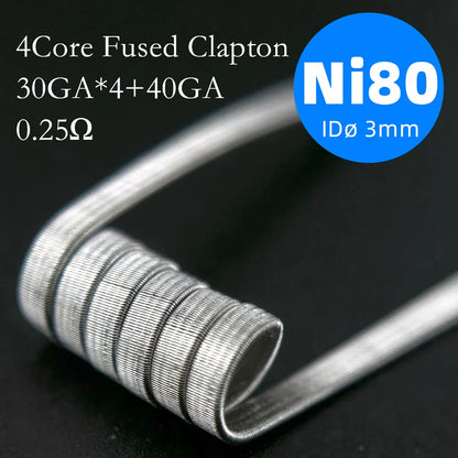 21-Pack PreMade 3mm Resistance Wire Coils — Jaw Clips, Springs, A1/SS316L/Ni80 for Vaping Builds