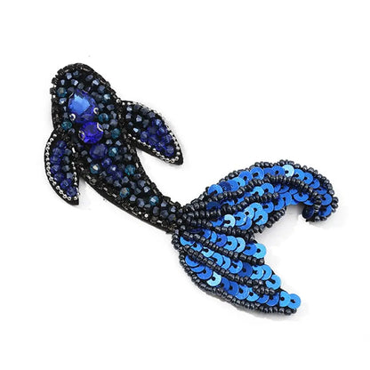 3D Marine Animal Patches - Handmade Beaded Seahorse Starfish Crab DIY Sewing Accessories for Clothing Decor