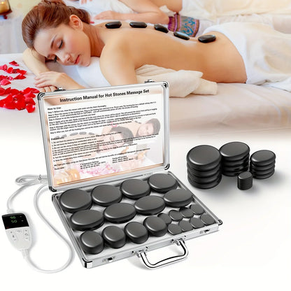 Adjustable Temperature Hot Stone Massage Set with Heater – Professional Spa Tool for Neck and Body Relaxation