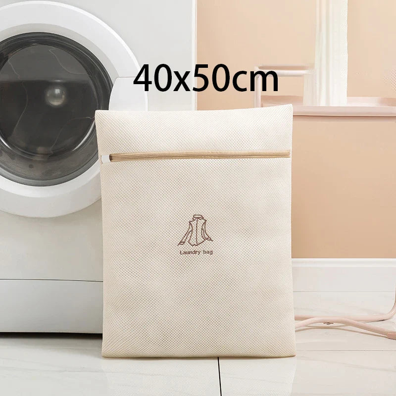 7Pcs Fine Mesh Laundry Bag Set – Embroidery Print Washing Pouches for Clothes, Household Washing Machine Bags