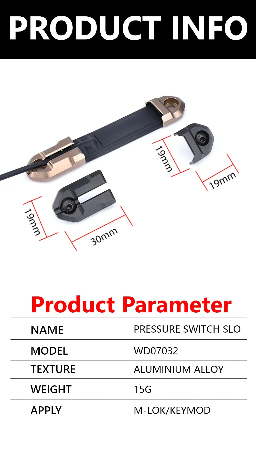 Surefire M600/M300 Scout Light Remote Pressure Switch & MLOK/Keymod Rail Mount Accessories