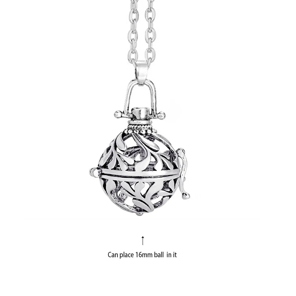 Vintage Mexico Angel Ball Chime Necklace – Antique Locket Aromatherapy Essential Oil Diffuser