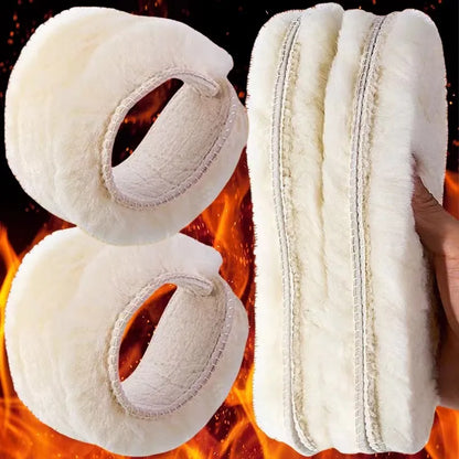 Unisex Sheepskin Wool Insoles — Natural Fur Winter Shoe Pads for Men, Women & Children