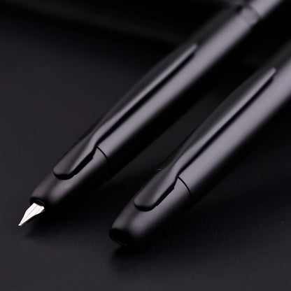 MAJOHN A1 Retractable Fountain Pen – EF 0.4mm Nib, Matte Black Metal Ink Pen with Converter, Ideal for Students and Gifts