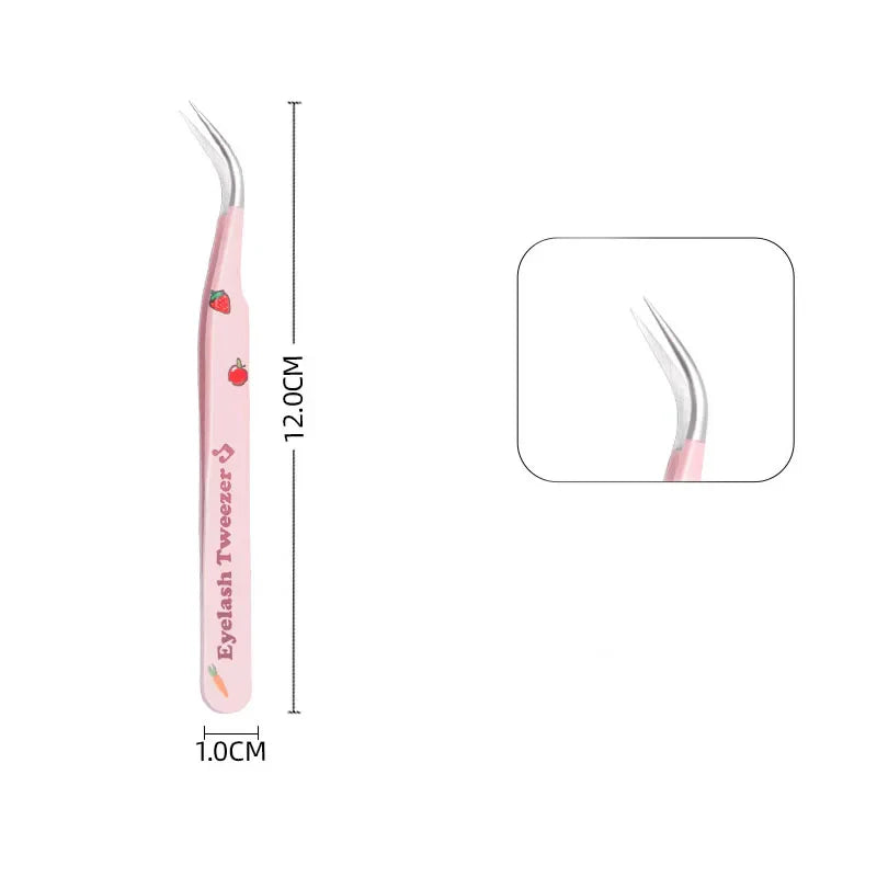 6 Types False Eyelash Tweezers — Stainless Steel Anti-Static Curved & 3D Lash Tools