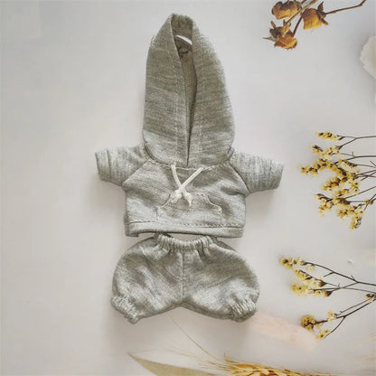Ropa Labubu Clothes Set for 15/17cm V1/V2 Plush Dolls – Hooded Sweatshirt & Pants | Doll Outfit Accessories & Kid Toy Gift