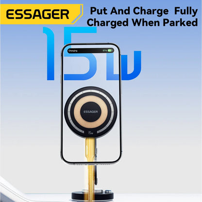 Essager Magnetic Wireless Car Charger – 15W Fast Charging Phone Holder Mount for MagSafe iPhone 15/14/13 Pro Max