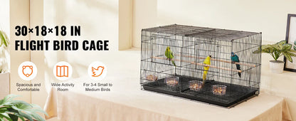 SucceBuy 30" Stackable Divided Bird Cage – Portable Travel Birdcage with Handle & Perch