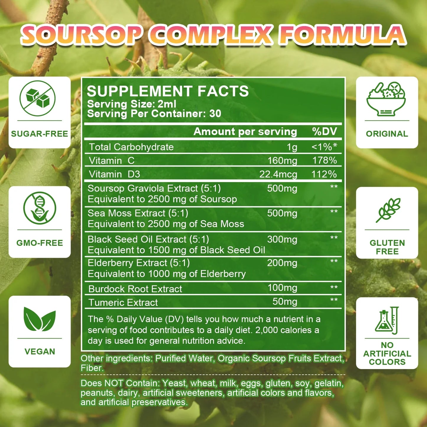 BEWORTHS 60ml Soursop Graviola Extract Drops – Immunity, Kidney Health, Detox & Antioxidant Support, Gluten-Free