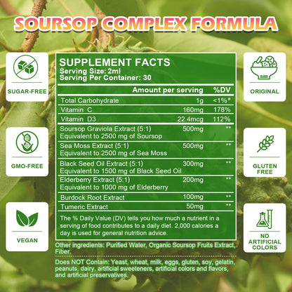 BEWORTHS 60ml Soursop Graviola Extract Drops – Immunity, Kidney Health, Detox & Antioxidant Support, Gluten-Free
