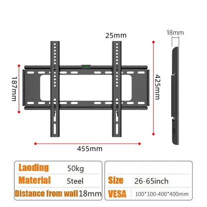 26–65in Universal TV Wall Mount – Adjustable Low Profile Bracket for LCD & LED Monitors