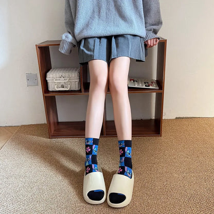 Disney Kawaii Stitch Cotton Socks - Medium Length Combed Cotton Socks, Perfect Birthday Gift for Girls & Boys