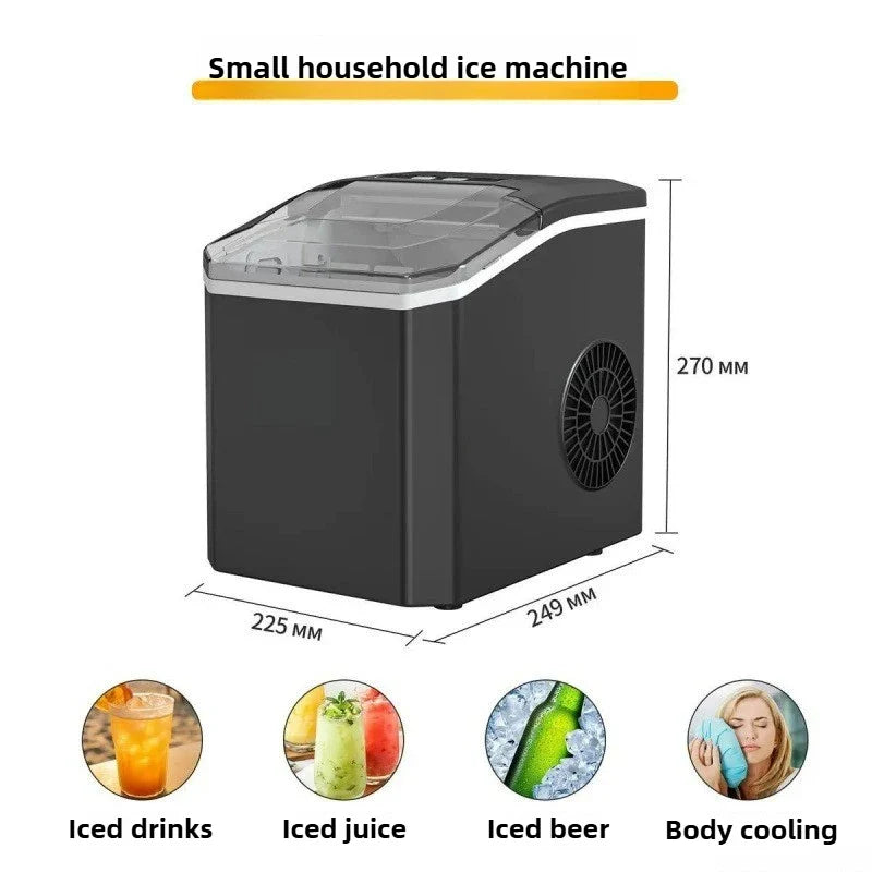 Automatic Mini Electric Ice Cube Maker – Portable Ice Machine for Bar, Home, Kitchen & Office, 9 Cubes in 6 Minutes