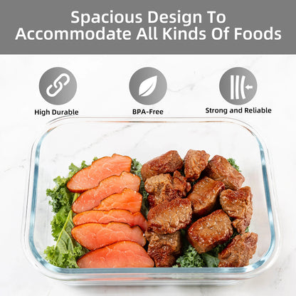 16-Piece Glass Food Storage Container Set — Leakproof, Airtight, BPA-Free, Microwave & Oven Safe, Stackable Kitchen Organizer