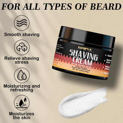GOIPLE Shaving Cream for Men – Stainless Steel Foaming Bowl & Shaving Brush, Men’s Facial Cleansing Product for Manual Shave