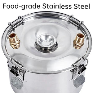 5Gal/19L Stainless Steel Water & Alcohol Distiller – Home Brewing Kit with Built-in Thermometer, Copper Tube, and Water Pump