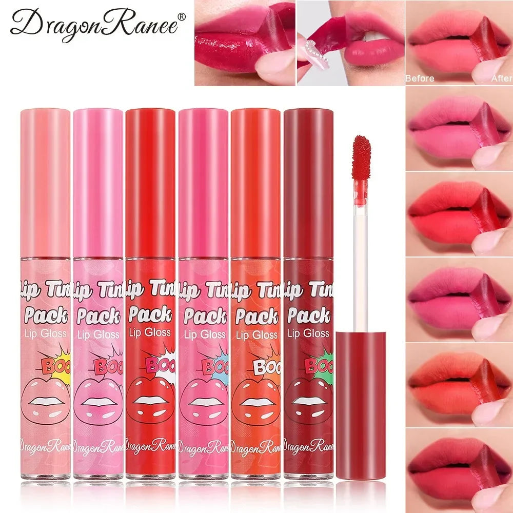 Peel-Off Waterproof Lip Glaze & Lip Stain – Long Lasting Non-Stick Matte Red Liquid Lipstick with Tattoo Tint Effect for All-Day Wear Makeup