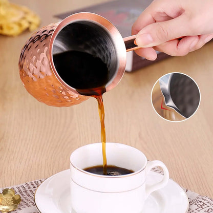 Turkish Coffee Pot with Long Handle - Multi-Use Milk Frothing Pitcher, Greek Coffee Moka Pot, Small Butter Pot - Ideal Kitchen Gift for Men
