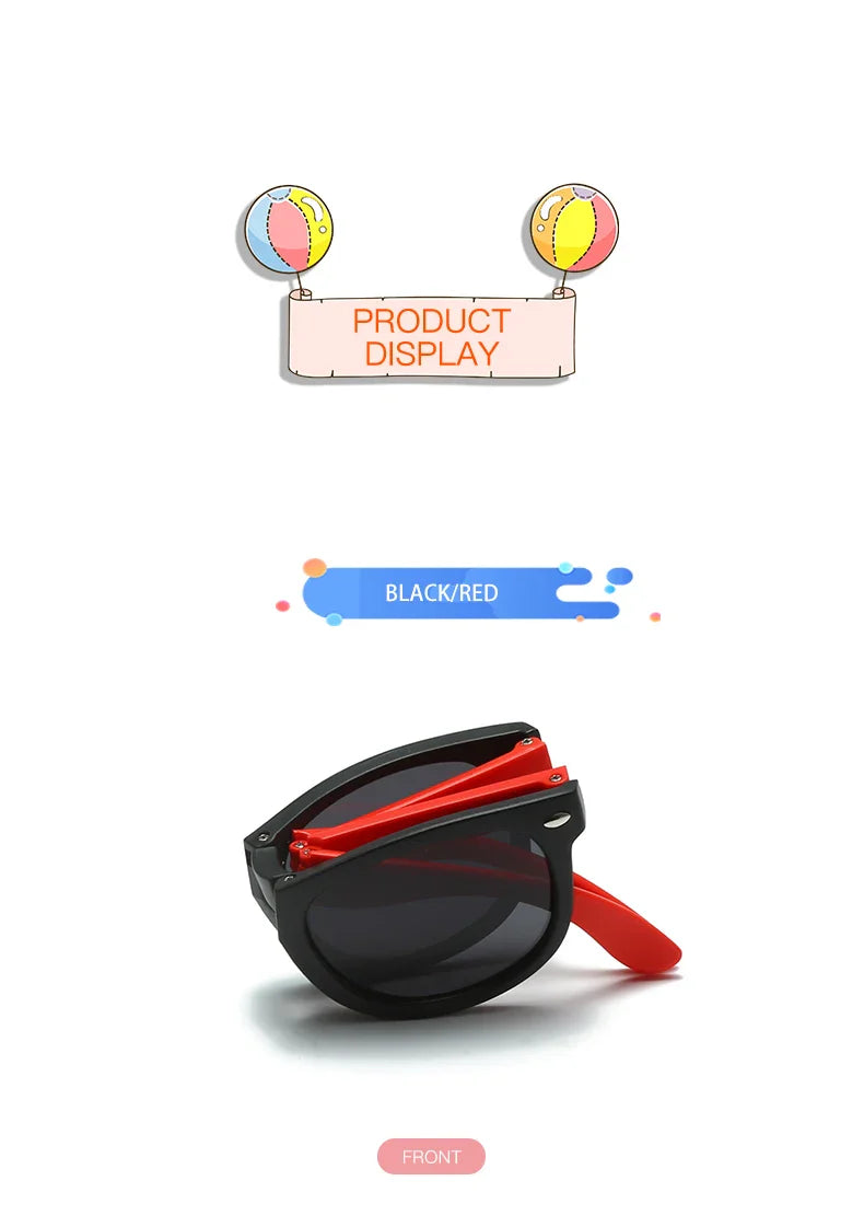WarBlade Foldable Kids Sunglasses – Polarized UV400 Flexible Square Shades for Boys & Girls