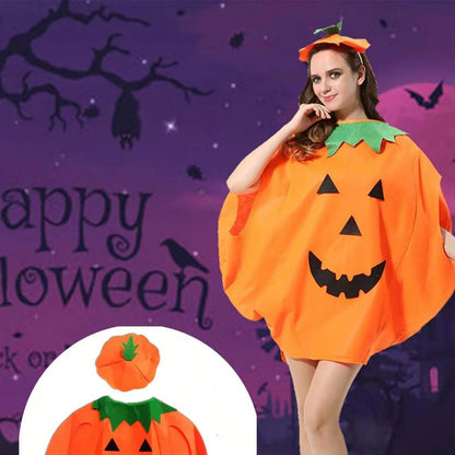 Women’s Pumpkin Halloween Costume Set - 3-Piece Cute Orange Cosplay Outfit with Hat for Parties & Carnival