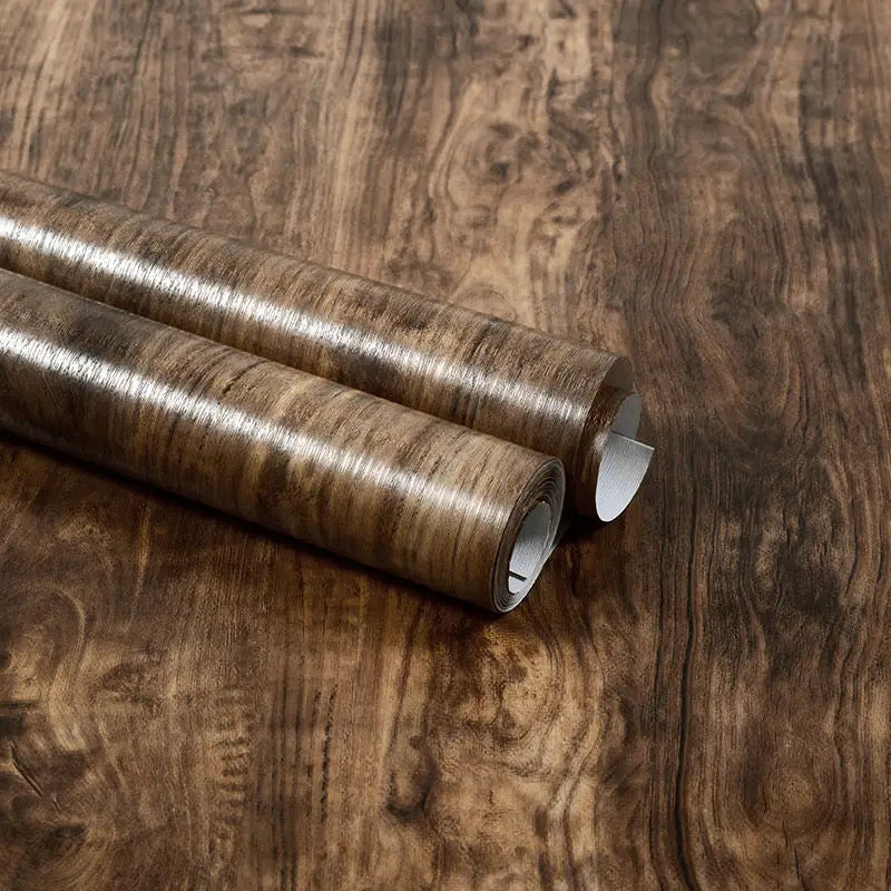 Self-Adhesive Waterproof Wood Grain Vinyl Wallpaper Roll – PVC Wall Sticker for Furniture Renovation & Bedroom Home Decor